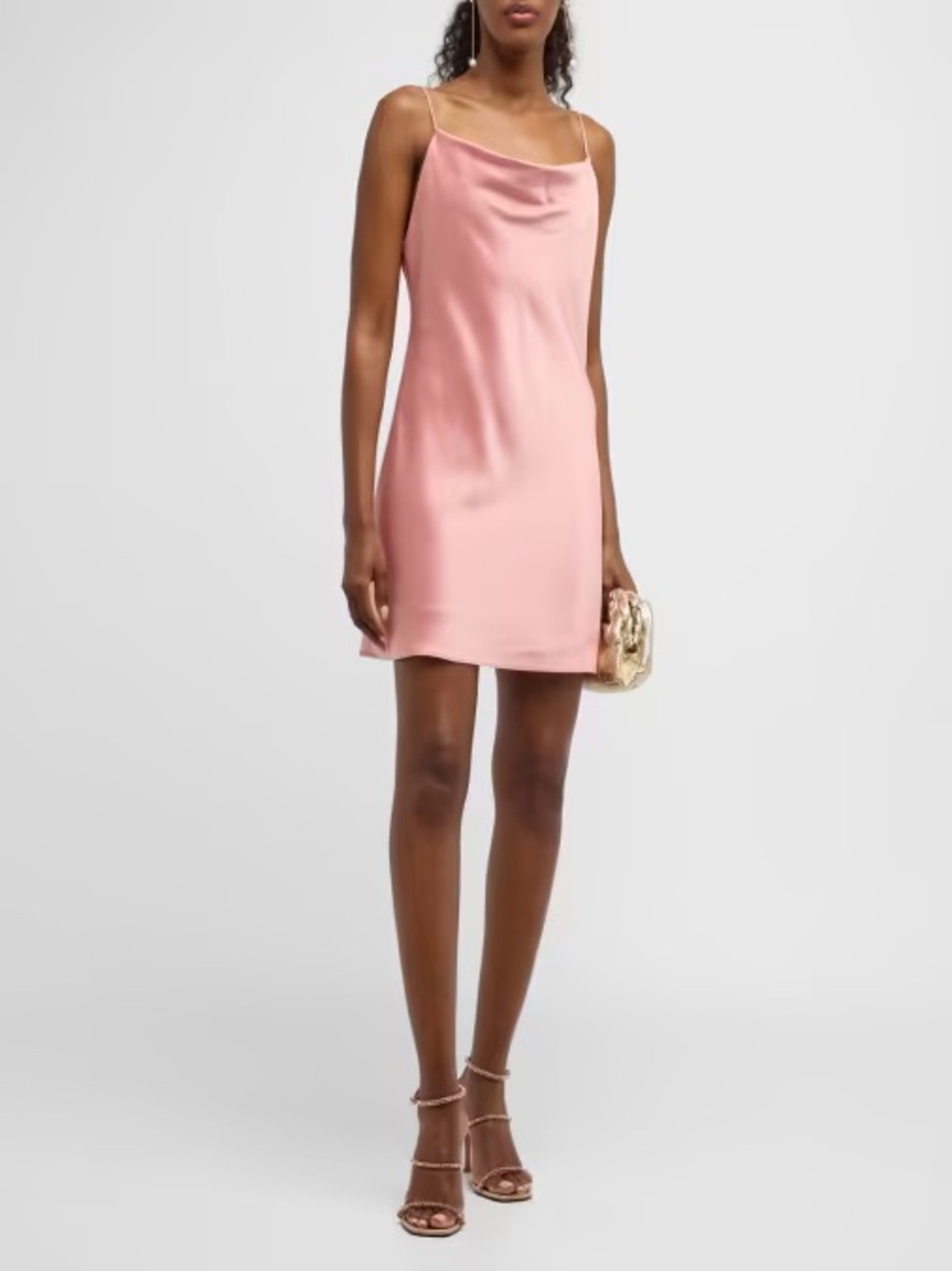Alice + Olivia Blush Pink Satin Mini Slip Dress (0)